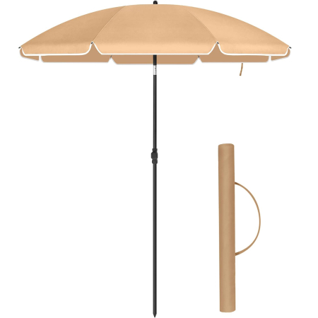 Prelate, pavilioane, umbrele terasa - Umbrela terasa sau plaja cu inclinare si husa protectie, diametru 160 cm, taupe