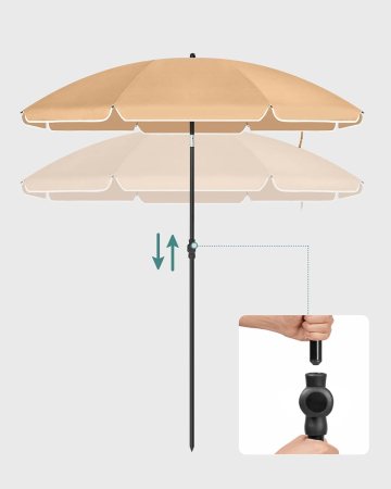 Umbrela terasa sau plaja cu inclinare si husa protectie, diametru 160 cm, taupe [6]