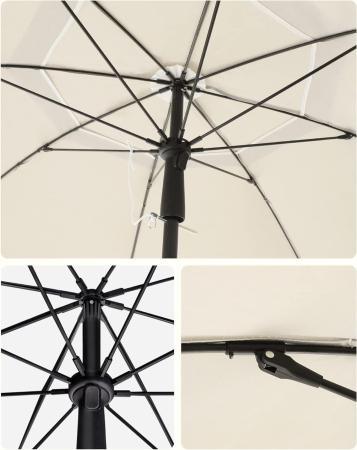 Umbrela terasa sau plaja cu inclinare, protectie UPF 50+, nervuri fibra sticla, husa transport, diametru 200 cm, bej [3]