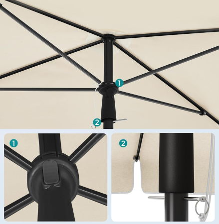 Umbrela terasa sau gradina reglabila, inclinare 2 directii, protectie UV UPF 50+, husa inclusa, 230x150 cm, bej [2]