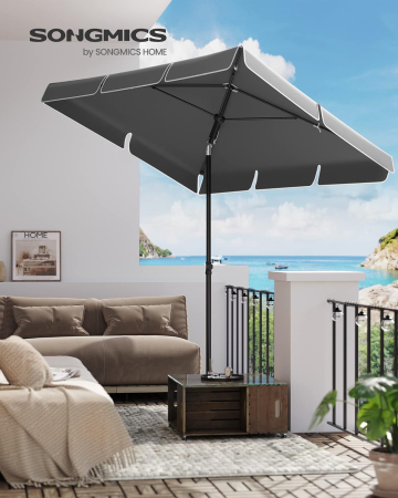 Umbrela terasa sau gradina reglabila, inclinare 2 directii, protectie UV UPF 50+, husa inclusa, 230x150 cm, gri [5]