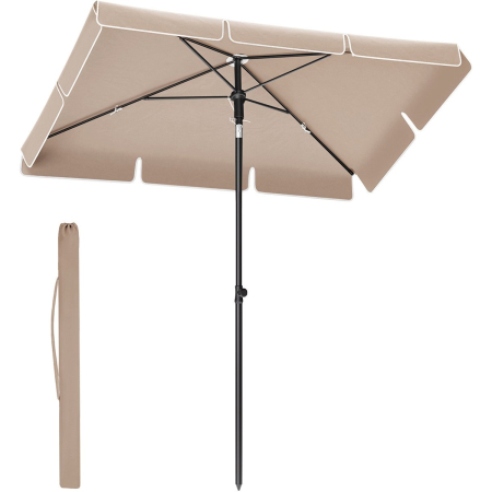 Umbrele - Umbrela terasa sau gradina reglabila, inclinare 2 directii, protectie UV UPF 50+, husa inclusa, 230x150 cm, maro taupe