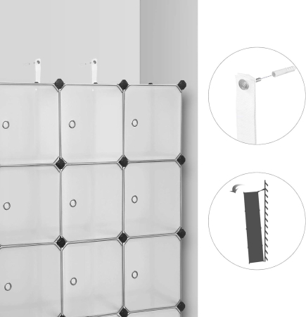 Unitate de depozitare cu 12 cuburi, pentru pantofi sau haine, personalizabil, 31x93x123 cm, alb transparent [7]
