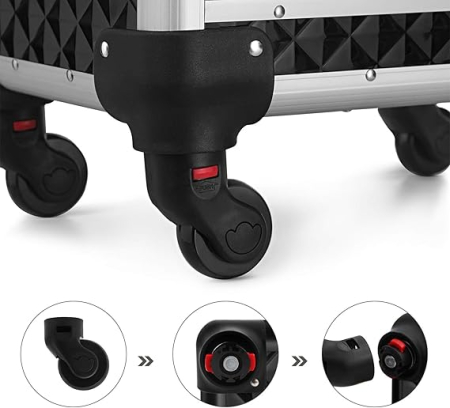 SONGMICS Valiza pentru cosmetice cu roti, profesionala, inchidere cu cheie, 24x34x56cm, negru [8]