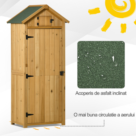  sopron de Gradina din Lemn Impermeabil, 77x54.2x179 cm, Galben [5]
