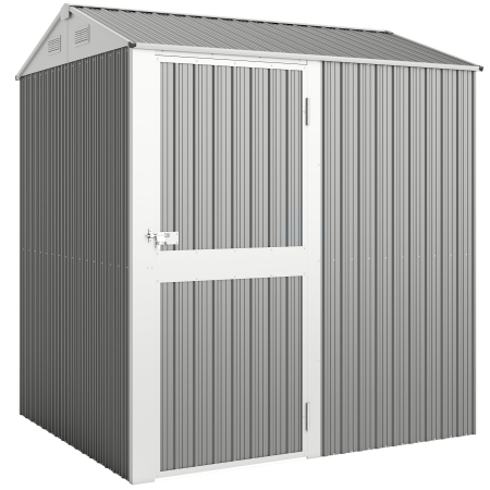 Gradina & balcon -  sopron de Gradina inalt de 3.51m² din Otel Galvanizat cu Orificii de Ventilatie, sopron de Gradina cu Usa Blocabila, Acoperis inclinat, Manusi, sopron pentru Unelte, 209x177x236 cm, Gri Argintiu