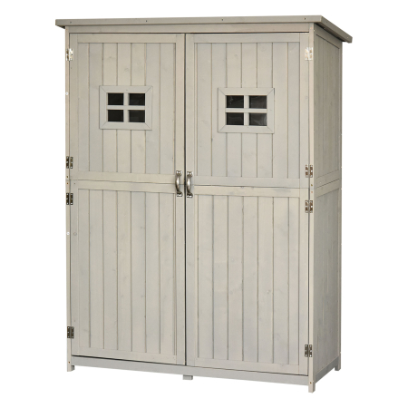 Gradina & balcon -  Sopron Lemn 127,5×50×164 cm - Casuta Gradina cu Polite si Usi Duble