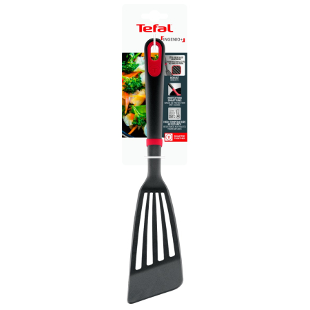 Spatula cu fante Tefal Ingenio+ K1984734, rezistenta la temperaturi inalte, compatibilitate cu masina de spalat vase, plastic, negru & rosu [10]