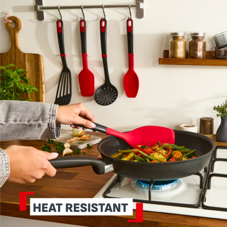 Spatula flexibila Tefal Ingenio+ K1984834, rezistenta la temperaturi inalte, compatibilitate cu masina de spalat vase, silicon, rosu & negru [2]