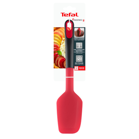 Spatula Tefal Ingenio+ K1984234, rezistenta la temperaturi inalte, compatibilitate cu masina de spalat vase, silicon, rosu & negru [14]