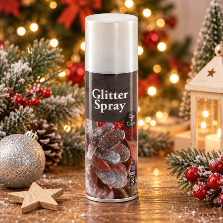 Living & hol - Spray decorativ cu sclipici 125 ml, pentru decoratiuni de Craciun, efect stralucitor cu particule glitter, formula cu uscare rapida, aplicare uniforma