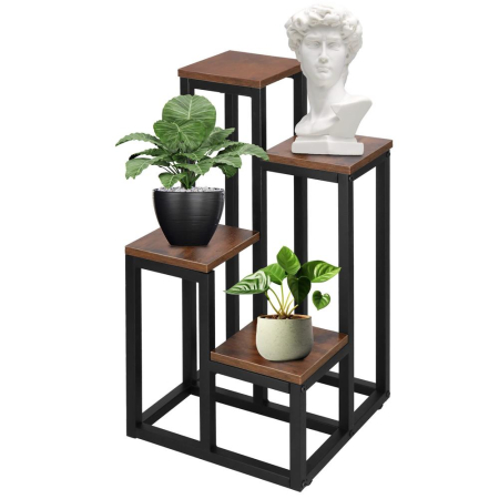 Stand pentru flori, cadru metalic, 4 etajere, 34x34x68 cm, maro inchis [8]
