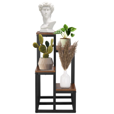 Stand pentru flori, cadru metalic, 4 etajere, 34x34x68 cm, maro inchis [5]