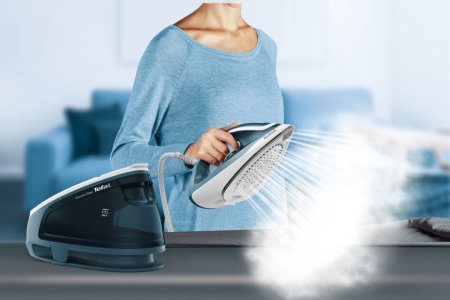Statie de calcat cu abur Tefal SV6131E0 Express Easy, Talpa Ceramic Xpress Glide, 2200W, 1.7l, alb- albastru [4]
