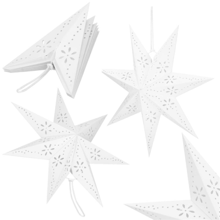 Stea decorativa 3D din hartie ajurata, 50 cm, alba [3]
