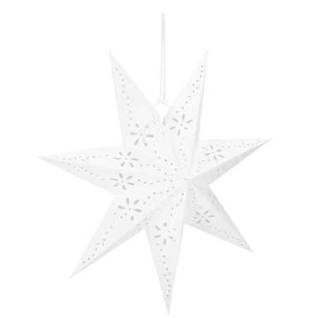 Stea decorativa 3D din hartie ajurata, 50 cm, alba [10]