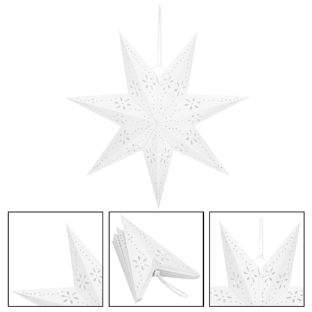 Stea decorativa 3D din hartie ajurata, 50 cm, alba [9]