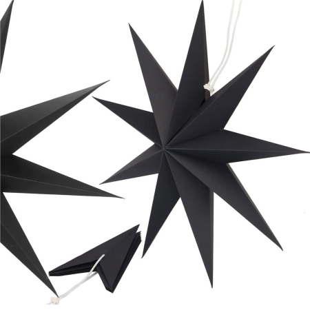 Stea decorativa 3D din hartie, cu 9 colturi, 60 cm, neagra [4]