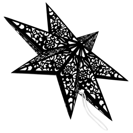 Stea decorativa 3D din hartie si pasla ajurata, 50cm, neagra [11]