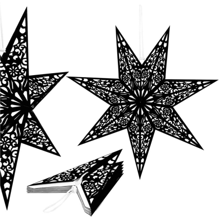 Stea decorativa 3D din hartie si pasla ajurata, 50cm, neagra [13]