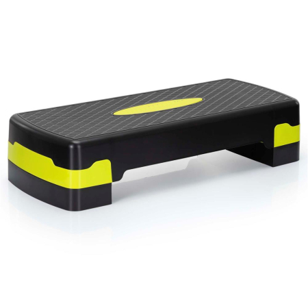 Stepper aerobic ajustabil 2 trepte antiderapant maxim 350 kg, 68x29x15 cm, fitness, negru verde