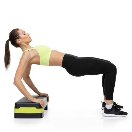 Stepper aerobic ajustabil 2 trepte antiderapant maxim 350 kg, 68x29x15 cm, fitness, negru verde [7]