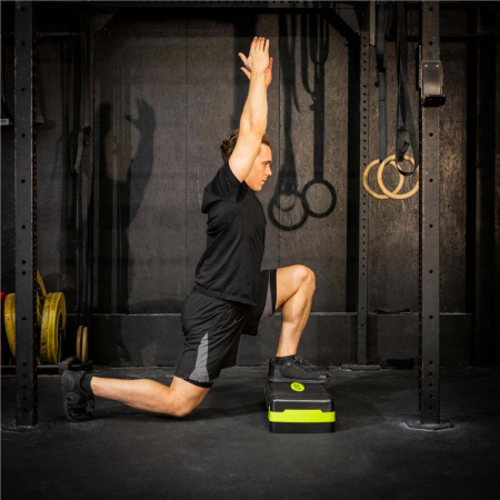 Stepper aerobic ajustabil 2 trepte antiderapant maxim 350 kg, 68x29x15 cm, fitness, negru verde [5]