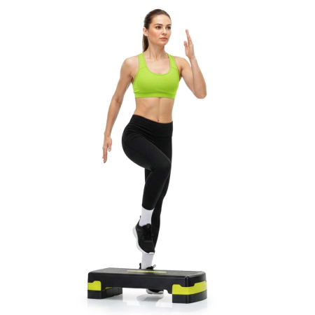 Stepper aerobic, ajustabil in 3 trepte, antiderapant, maxim 350 kg, 68x29x20 cm, negru si verde [7]