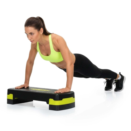Stepper aerobic, ajustabil in 3 trepte, antiderapant, maxim 350 kg, 68x29x20 cm, negru si verde [8]