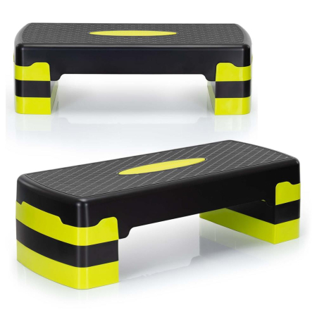 Stepper aerobic, ajustabil in 3 trepte, antiderapant, maxim 350 kg, 68x29x20 cm, negru si verde [18]
