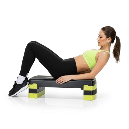 Stepper aerobic, ajustabil in 3 trepte, antiderapant, maxim 350 kg, 68x29x20 cm, negru si verde [6]