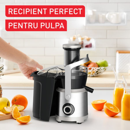 Storcator de fructe si legume Tefal Nutri XXL ZE660D10, 1000 W, 2 trepte de viteza, sistem antipicurare, recipient pentru pulpa 2.2 L , recipient pent [3]