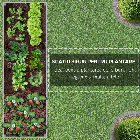  Strat inaltat de Gradina cu Roti, Frana si Strat din Netesut cu Orificii de Drenaj, 96x30.6x30 cm, Gri Deschis [6]