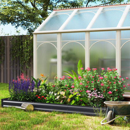  Strat inaltat pentru Gradina din Otel, 835L, cu Baza Deschisa, 240x120x30 cm, Gri inchis [1]