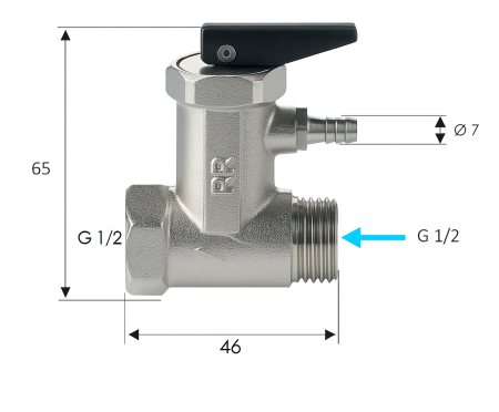Supapa de siguranta pentru boiler Remer Rubinetterie 413P812, 1/2", presetata la 8 bari, alama cromata, filet interior - exterior [1]