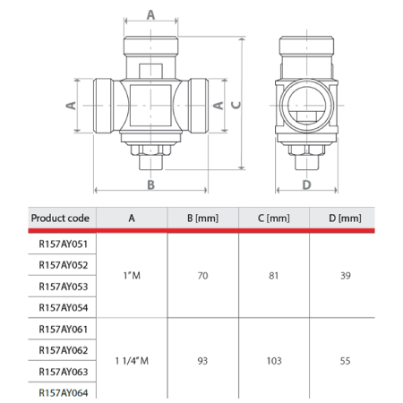 Supapa termostatica anticondens Giacomini R157AY062, DN32, 55°C, alama, filet exterior, pentru cazane pe lemne si peleti [2]