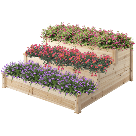  suport 3 rafturi lemn pentru plante, 120x120x56 cm [8]