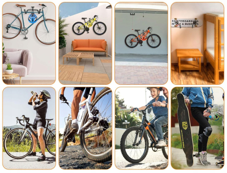 Suport bicicleta pliabil perete unghi reglabil metal compact, 36x26x15 cm, economisire spatiu, negru [8]