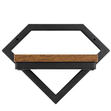 Suport de perete pentru flori, metal si MDF, 25,5x19 cm, negru/maro [8]