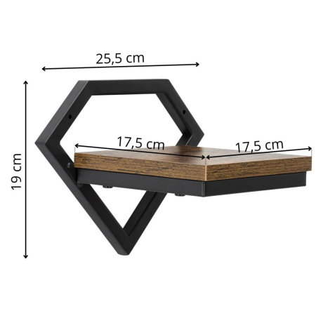 Suport de perete pentru flori, metal si MDF, 25,5x19 cm, negru/maro [16]