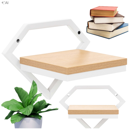 Suport de perete pentru ghiveci si plante decorative, cu polita din MDF si structura metalica rezistenta, montaj usor cu accesorii incluse, maxim 10 k [1]