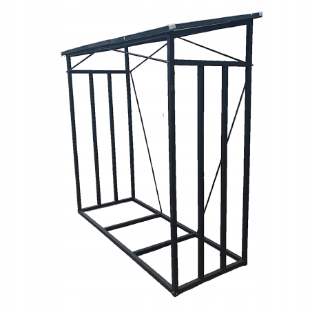 Suport depozitare lemne foc cu acoperis ondulat, structura metalica rezistenta, 185x70x185 cm, negru [5]