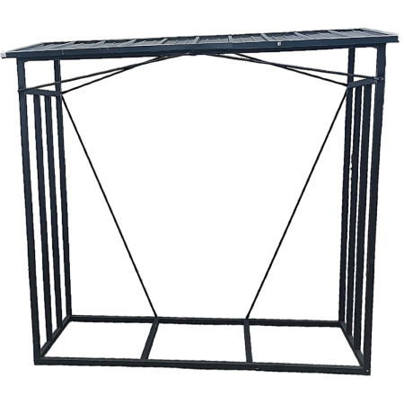 Suport depozitare lemne foc cu acoperis ondulat, structura metalica rezistenta, 185x70x185 cm, negru [1]