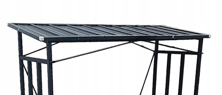 Suport depozitare lemne foc cu acoperis ondulat, structura metalica rezistenta, 185x70x185 cm, negru [2]