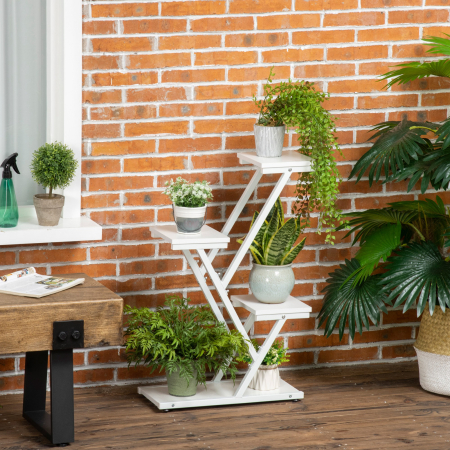  Suport Ghivece Colt - Raft 4 Niveluri pentru Plante, Interior/Exterior [1]