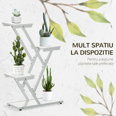  Suport Ghivece Colt - Raft 4 Niveluri pentru Plante, Interior/Exterior [8]
