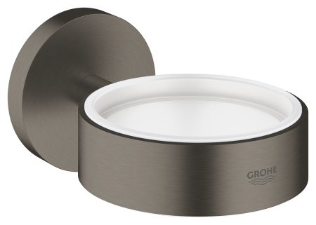 Suporturi si accesorii de baie - Suport Grohe 40369AL1, Essentials, pahar sau savoniera, fixare ascunsa, mat, grafit