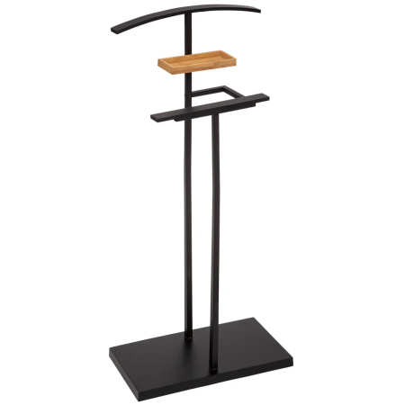Organizare - Suport haine valet 5Five Bamboo din otel si bambus, 44x22x114 cm, negru