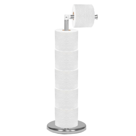 Suport hartie igienica 2 in 1 cu tija mobila, 68.5cm, argintiu [3]