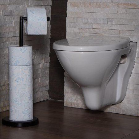 Suport hartie igienica 2 in 1 cu tija mobila, 68.5cm, negru [2]